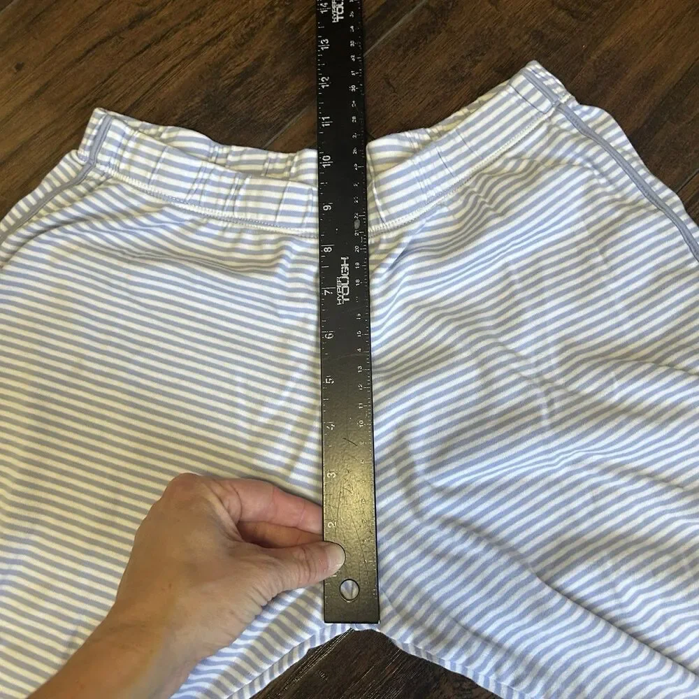 Lake Pajama Pants Cropped Size Small Blue Striped Piped Pima Cotton Bottoms